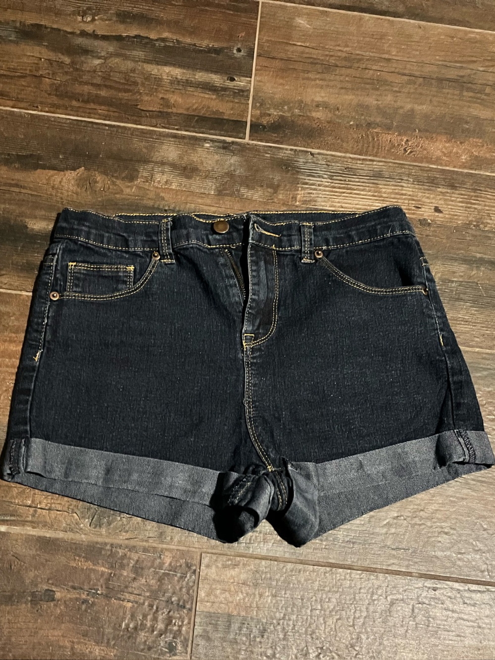 Forever 21 Dark Blue Denim Rolled Hem Shorts